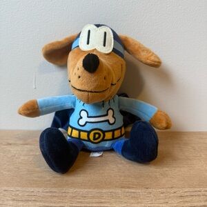 Merrymakers Dog Man Bark Knight Plush Stuffed Animal Blue Brown Bone Batdog 9"